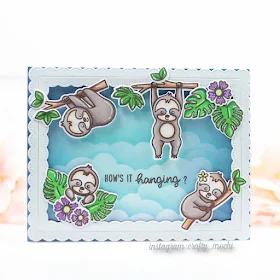 Sunny Studio Stamps: Silly Sloths Fancy Frame Dies Customer Card by Gladys