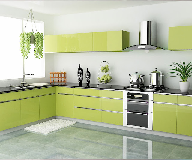 Desain Dapur Minimalis Cantik Berwarna Hijau