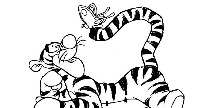 printable tiger playing with butterfly in awesome mood coloring page for  kids - Didi coloring Page