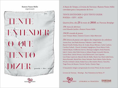 Capa do livro Tente Entender o que Tento Dizer e cartaz do lançamento do livro no Rio de Janeiro