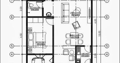 Denah Rumah  Satu  Lantai  Ukuran  8x15 M