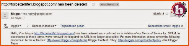 Blog dihapus sepihak oleh Blogger