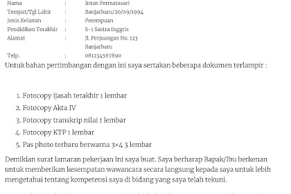 Contoh Surat Lamaran Kerja Pegawai Honorer Kantor Dinas ...