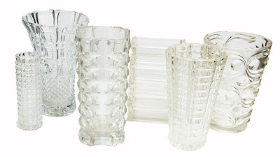 Vases vintage en  verre ou cristal art déco, moderniste, années 30 40 50 60 70