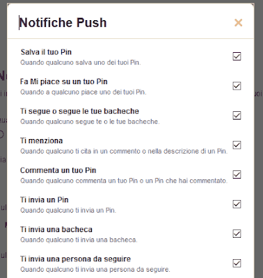 Notifiche push pinterest