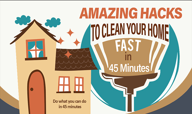 Amazing Hacks To Clean Your Home Fast In 45 Mints #Infographic 