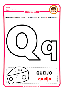 LETRA Q: Atividades de alfabeto para homeschooling. atividade letra bastão maiúscula para imprimir