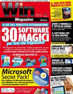 Win Magazine 190 - Aprile 2014 | ISSN 1128-5923 | TRUE PDF | Mensile | Internet | Tecnologia | Programmazione
É la rivista di informatica e tecnologia più venduta in Italia. Win Magazine è un progetto editoriale vincente, unico e irripetibile all'interno del mercato editoriale dedicato all'information technology. Contenuti pratici e capaci di stimolare un utilizzo creativo del computer e della tecnologia, un continuo scambio di idee tra redazione e lettori, allegati software e cartacei sempre di qualità: questi i punti di forza della rivista, che ogni mese si rivolge ad un pubblico vasto e in continua crescita. Win Magazine è ricca di idee e progetti, tutti gli argomenti vengono affrontati e spiegati in maniera autorevole, ma con un linguaggio chiaro e accessibile.