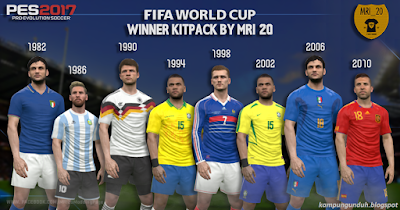 PES 2017 World Cup Winner Kit Pack From 1982-2010 Full Version