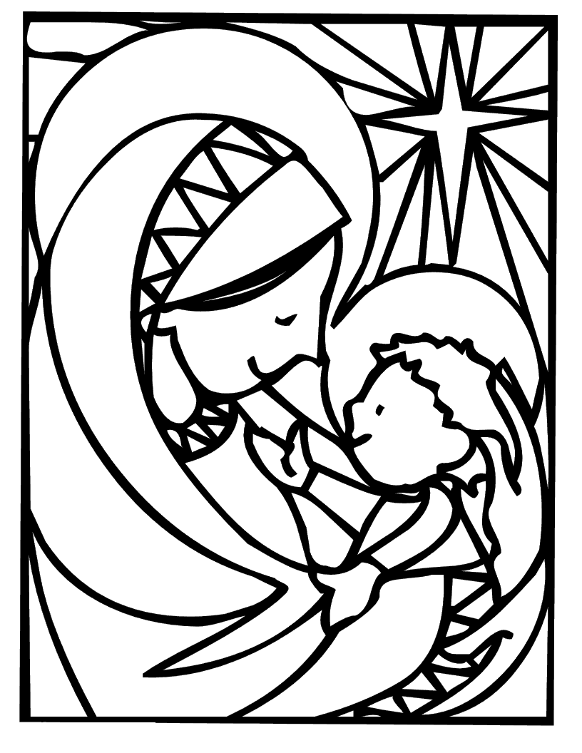 Mother Mary Christmas Coloring Pages