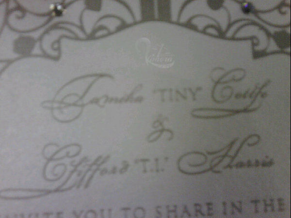 Hip Hop Gossip Site HHGS Exclusive TI Tiny 39s Wedding Invitation