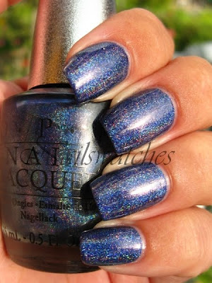 opi designer series glamour ds blue holographic polish hard to find nailswatches polish swatch