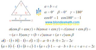 Вырожденный треугольник. Теорема косинусов для периметра. Математика для блондинок.