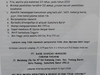 Lowongan Teller - Bank Syariah Mandiri KC Padang sd Sabtu 13 April 2019