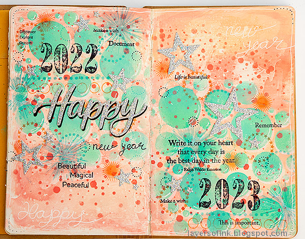 Layers of ink - Happy New Year Art Journal Page Tutorial by Anna-Karin Evaldsson.