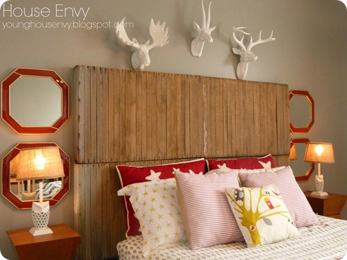 vintage crates on wall