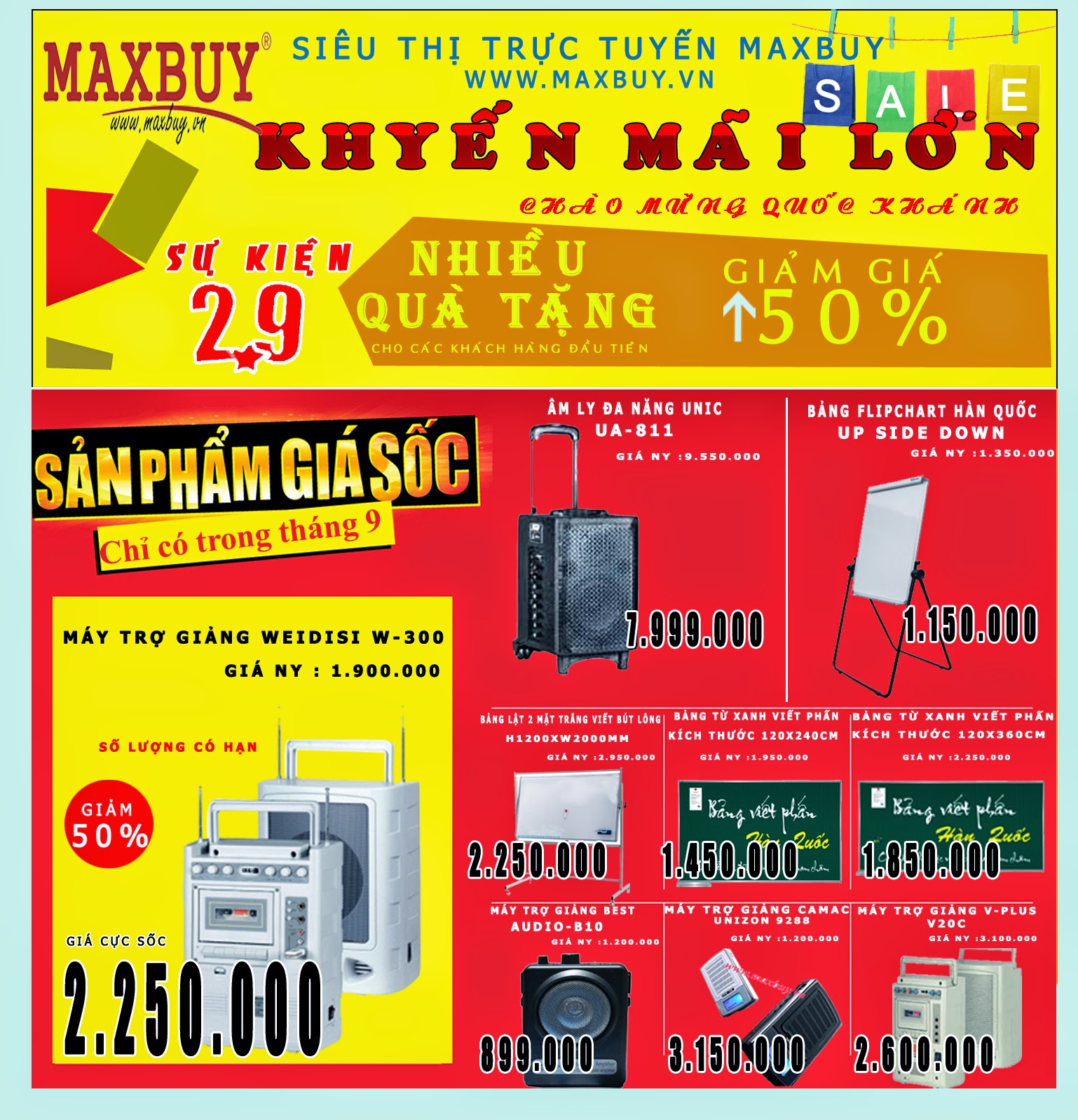 Maxbuy khuyến mãi rất nhiều sản phẩm lên tới 50%