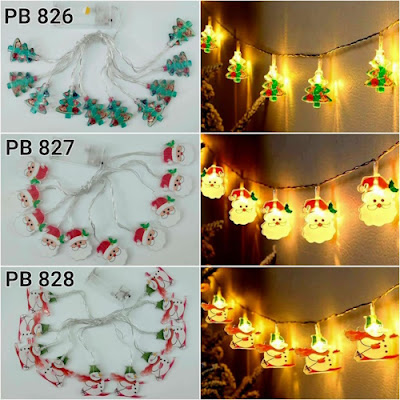 Lampu NATAL LED Motif Christmas Tree, Santa Claus & Snowman