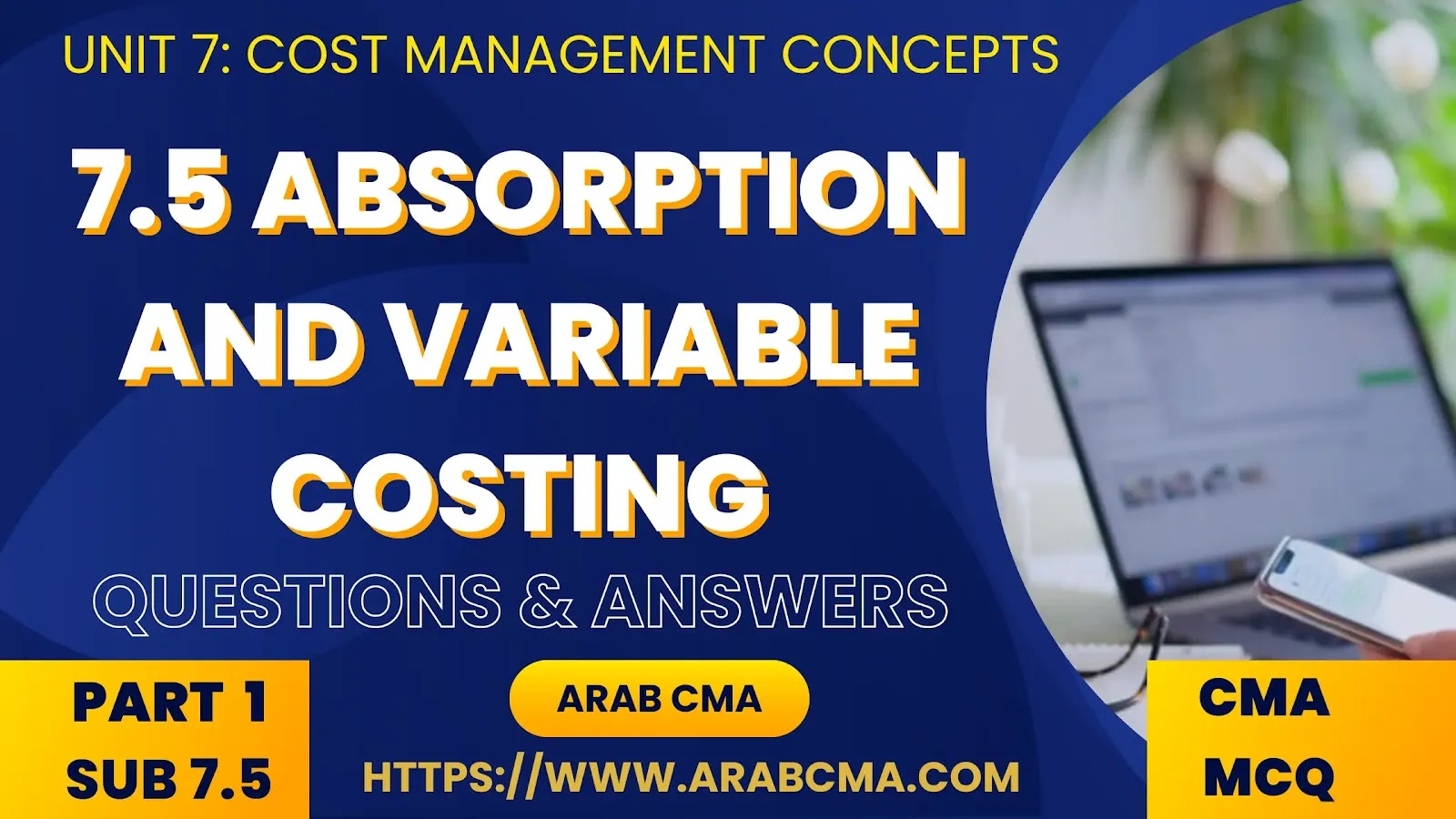 CMA PART 1 MCQ , subunit 7.5 Absorption and Variable Costing