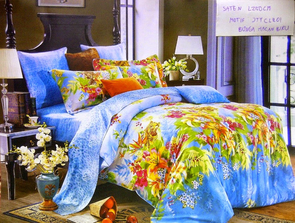 Sprei Jepang Motif Bunga Biru