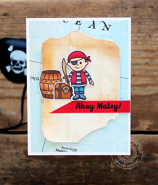 Sunny Studio Stamps: Pirate Pals Boy Themed Pirate Card by Vanessa Menhorn