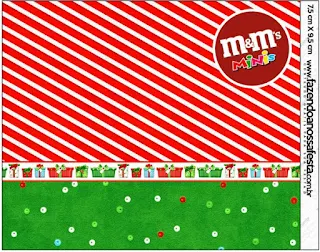 Etiqueta M&M de Navidad a Rayas para imprimir gratis.