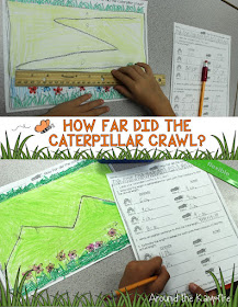 Integrating math into our butterflies unit~Students measured and comparedlengths a caterpillar crawled.