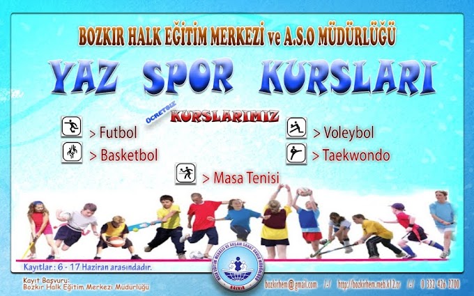 Bozkır Yaz Spor Okulu Başvurusu son gün 20 Haziran