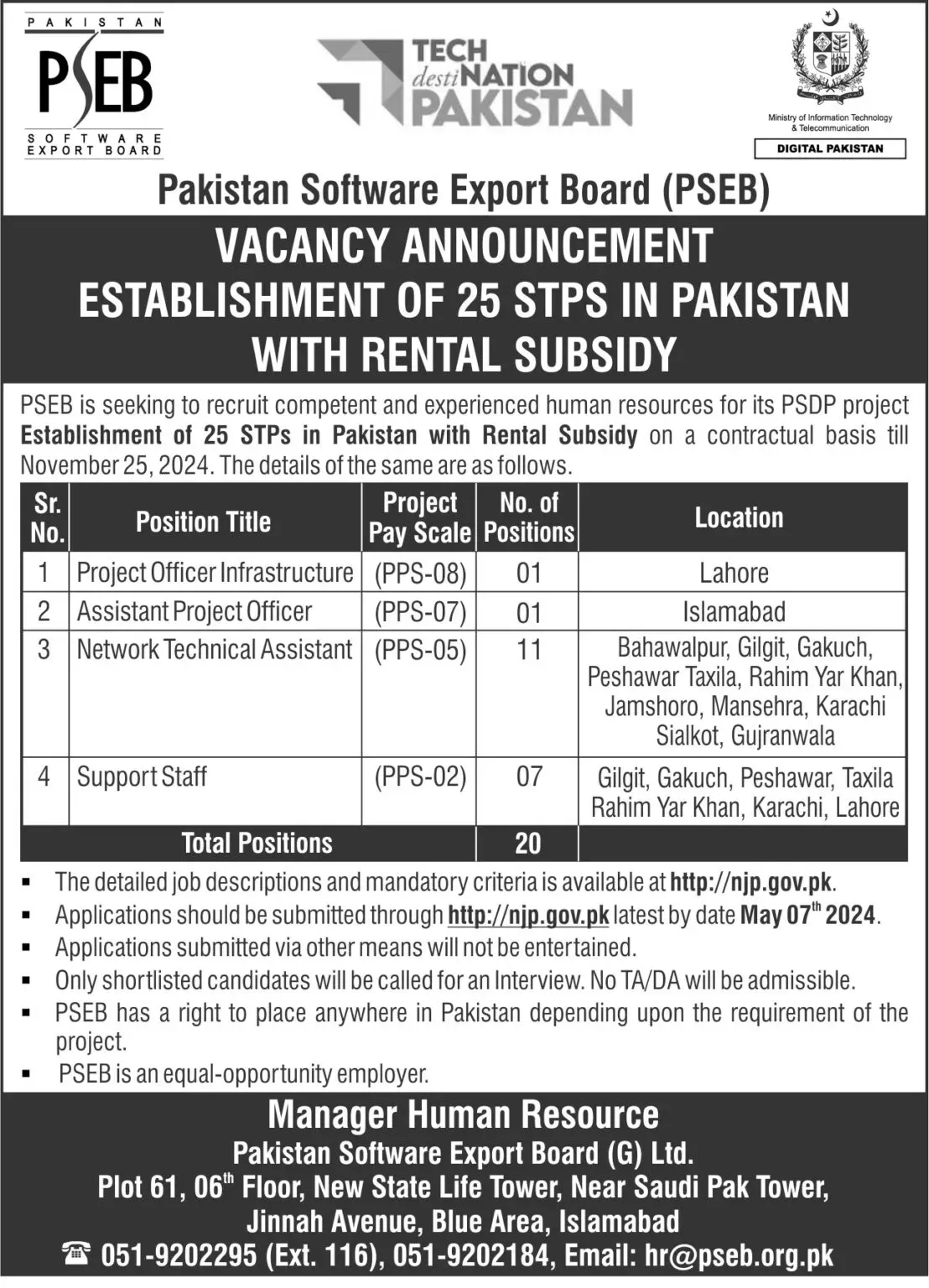 PSEB Jobs April 2024 Pakistan Software Export Board