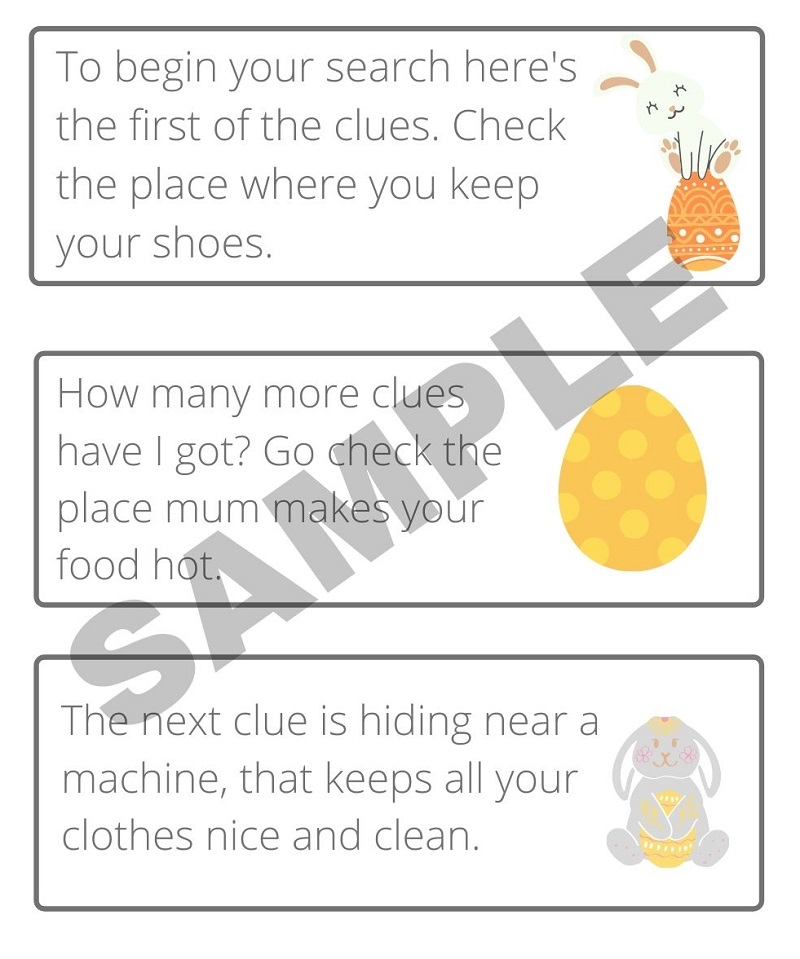 sample egg hunt clues