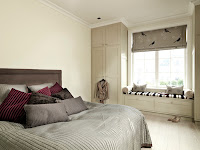 gray and off white bedroom