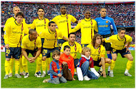 F. C. BARCELONA - Barcelona, España - Temporada 2008-09 - Gudjohnsen, Márquez, Touré Yaya, Eto'o y Víctor Valdés; Messi, Henry, Alves, Xavi, Puyol y Sylvinho - ATLÉTICO DE MADRID 4 (Forlán 2 y Agüero 2), F. C. BARCELONA 3 (Henry 2 y Messi) -01/03/2009 - Liga de 1ª División, jornada 25 - Madrid, estadio Vicente Calderón