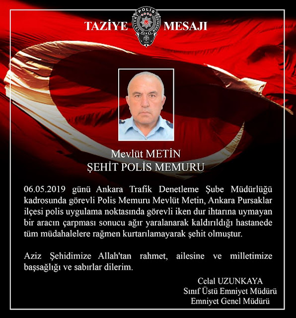 Yol Kontrolü Polis Memuru Mevlüt Metin Şehit Oldu