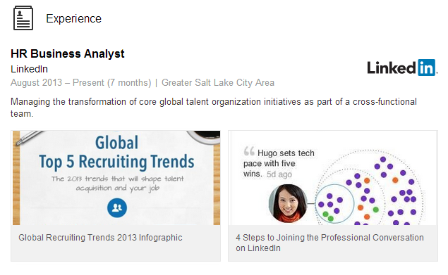 Image of some presentations embedded in a LInkedin profile