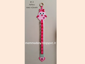 porta cerchietto gufetto bambina in feltro rosa e gomma rosa n°3 con fiore