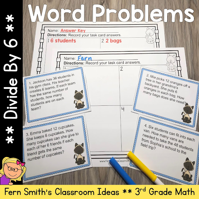 Click Here to Download This 3rd Grade Math Divide By 6 Word Problems, Task Cards, Worksheets, & Assessments Resource To Use In Your Classroom Today!