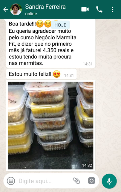 Curso online negócio marmita fit depoimento