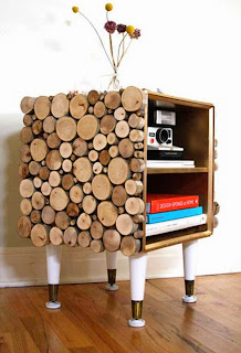 Office decor idea with logs