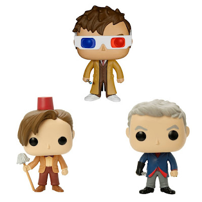 Hot Topic Exclusive Doctor Who Pop! Vinyl Figure Series by Funko - “3D Glasses” Tenth Doctor, “Fez” Eleventh Doctor & “Spoon” Twelfth Doctor