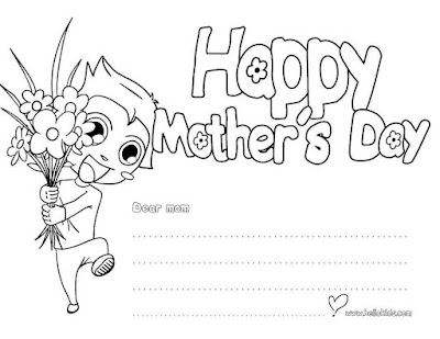 Mother day coloring pages greeting card