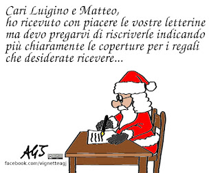 Natale, buon natale, lettere, coperture, def, manovra, maxiemendamento, economia letterine, vignetta, satira