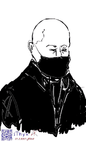 Лицо лысого мужчины с чёрной маской. Цифровой рисунок сделан художником Андреем Бондаренко, . Автор рисунка: художник #iThyx