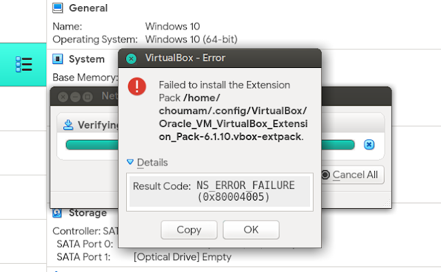 Cara Memperbaiki Galat Failed to Install the Extention Pack NS_ERROR_FAILURE di VirtualBox