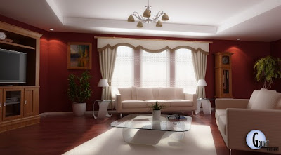 Red and White Living Room Design