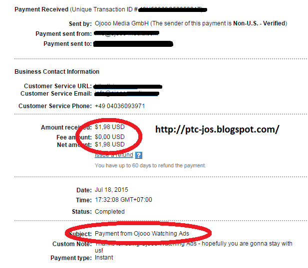 Payment Proof Of Ojooo Wad (July 19, 2015)