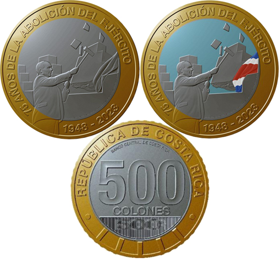 Costa Rica 500 colones 2023 - 75 anniversary of the abolition of the army