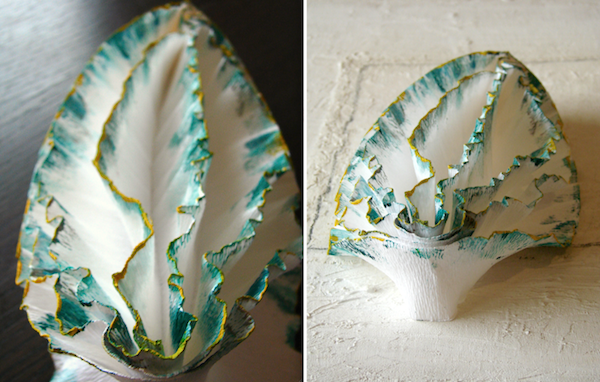 lampada in carta crespa fatta a mano in tile origami : lumaca di mare 
