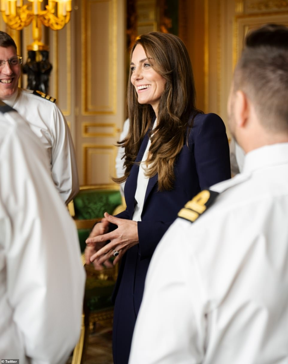 The Princess of Wales met the Royal Navy's ship company of HMS Glasgow at Windsor Castle