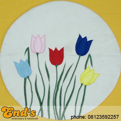 end s embroidery handicraft sarung bantal kursi bulat  