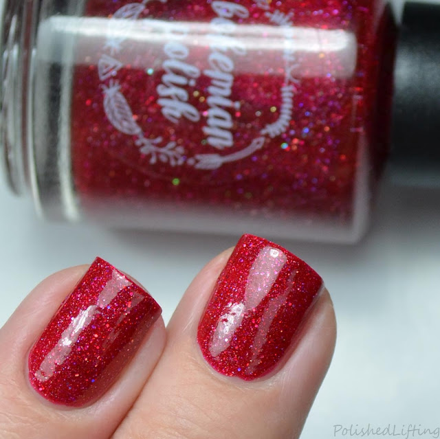 red holographic nail polish